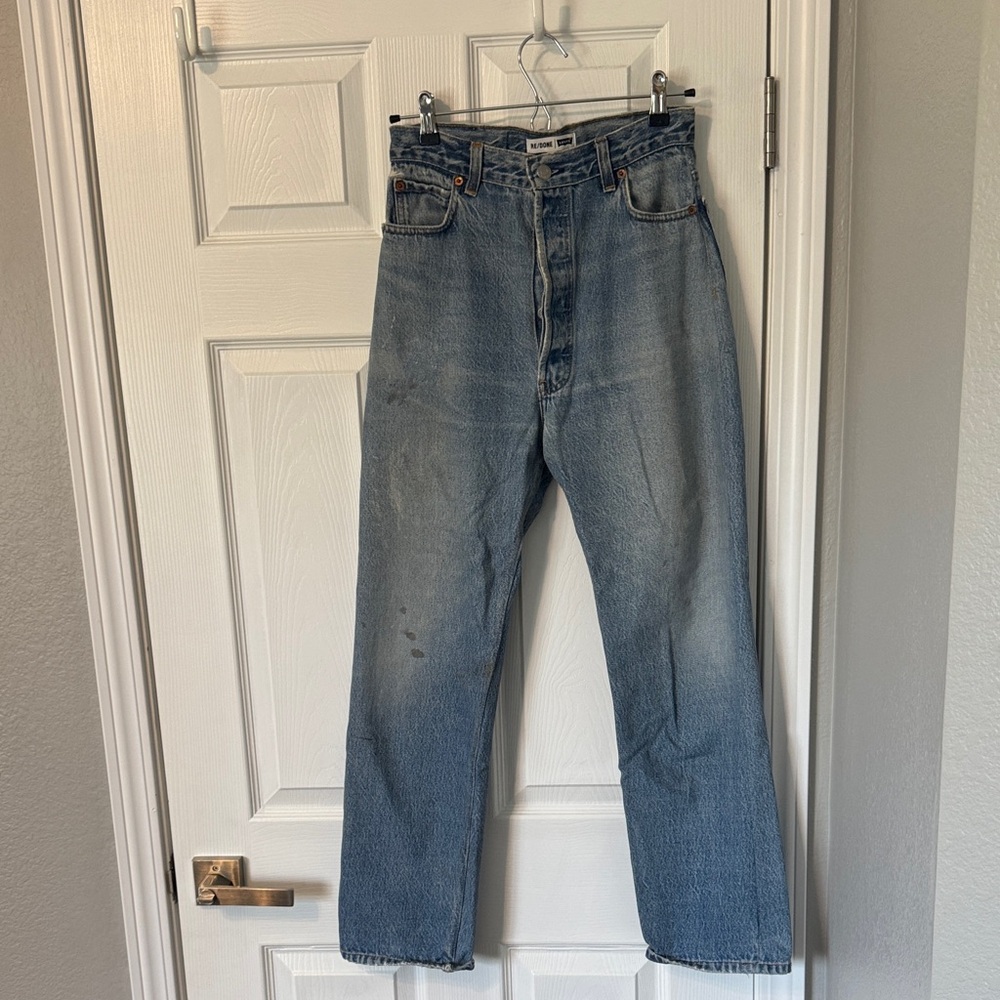 Re/Done Levi’s- Classic Straight Leg Distressed Denim Jeans